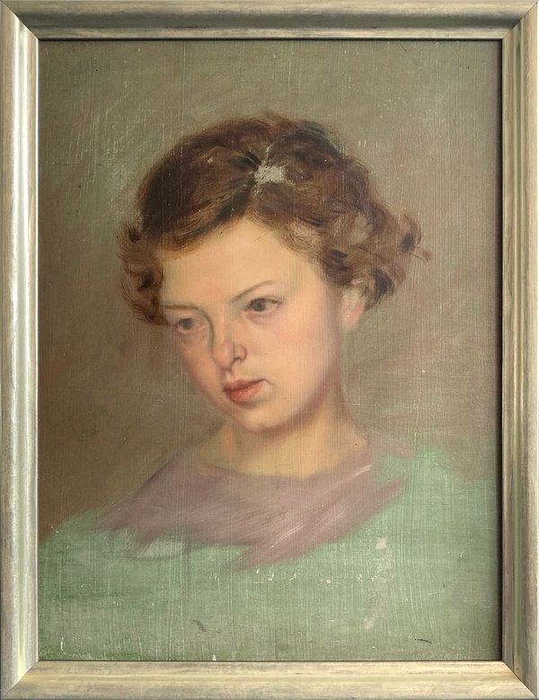 Johannes Holst - Portrait eines Jungen Mädchens, verso Halbakt einer Frau