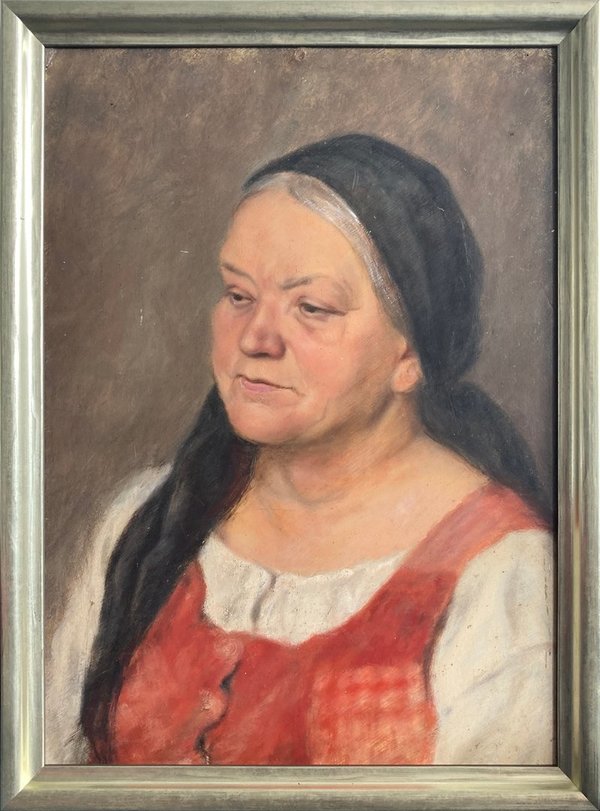 Johannes Holst - Portrait einer unbekannten Frau, verso Lilien in einer Vase